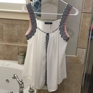 Embroidered chiffon tank